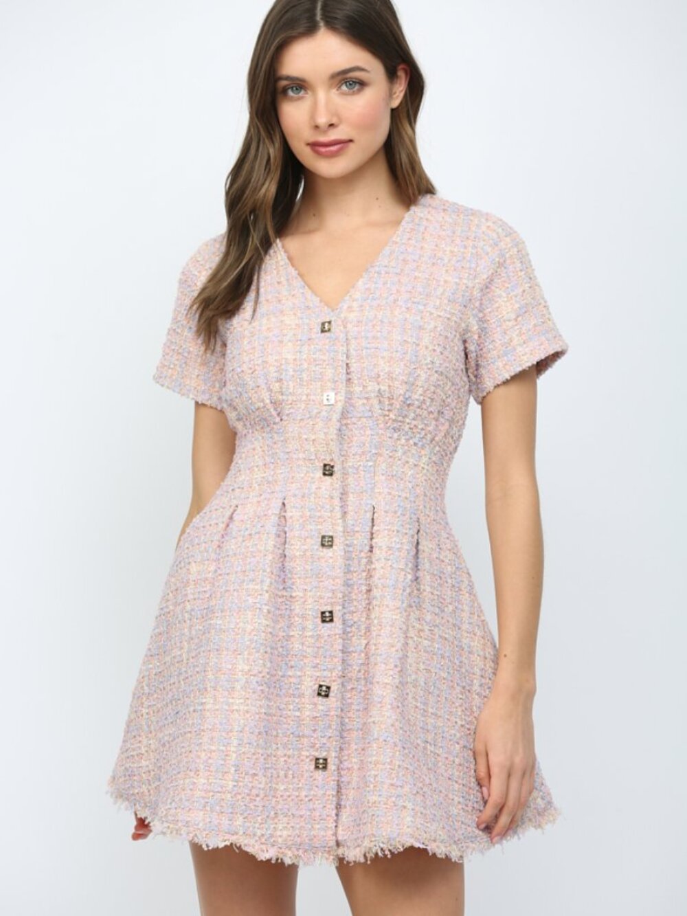 NWT FATE CINCHED WAIST TWEED DRESS